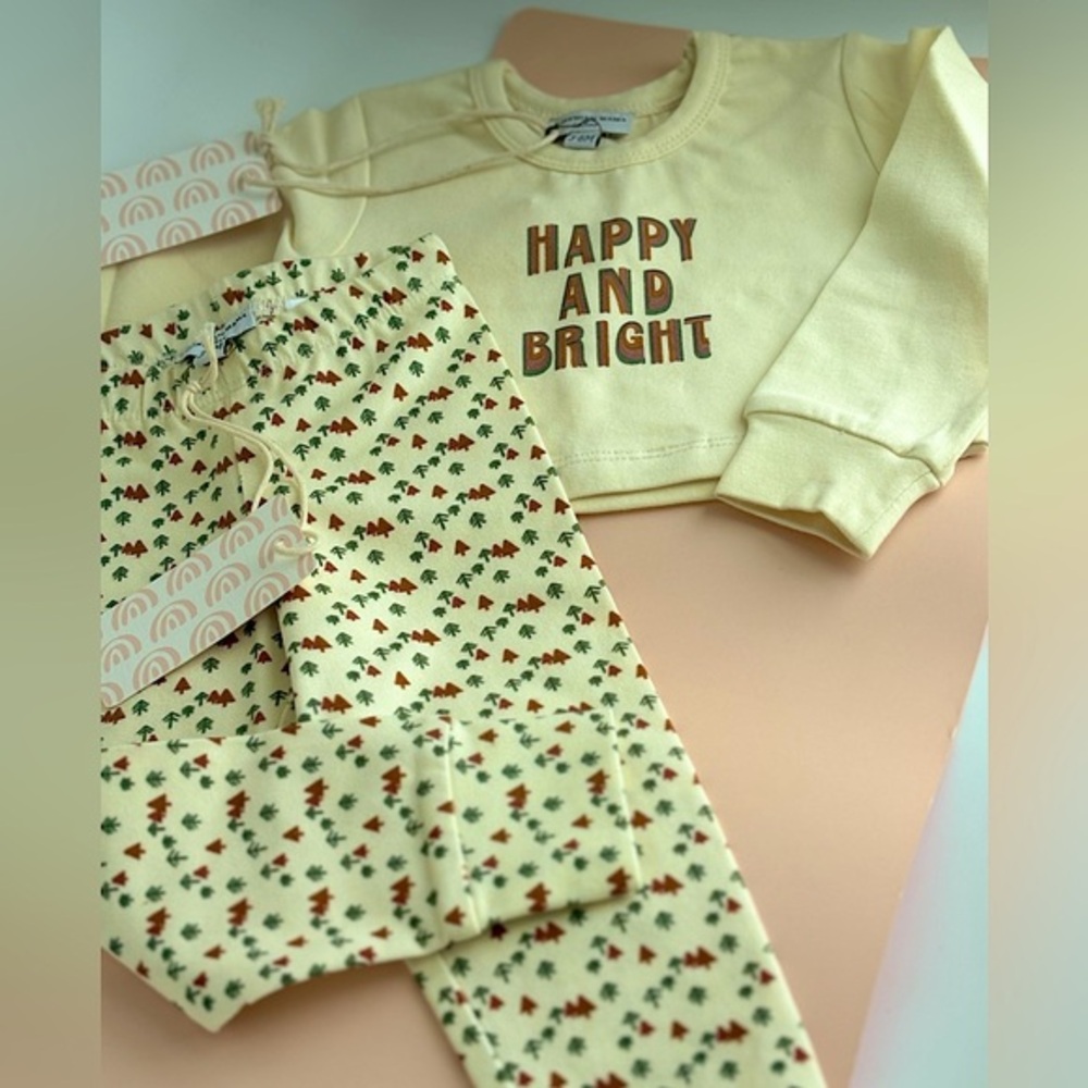 NWT Happy and Bright Kids Pajamas Set - Cream